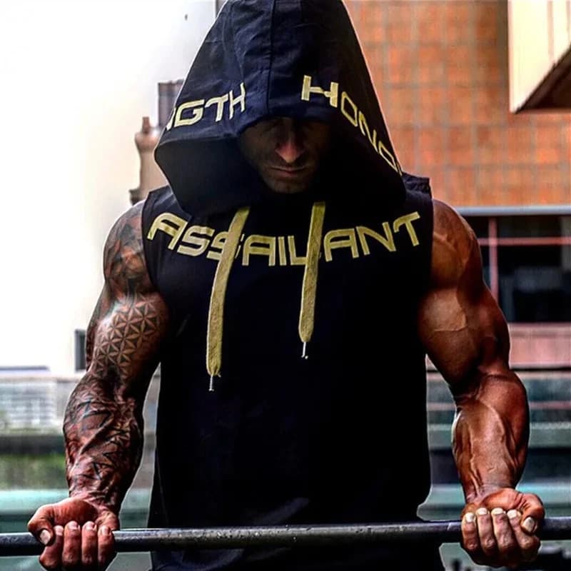 New Summer Fitness canotta sport canotta da corsa in cotone canotta allentata da basket senza maniche con cappuccio abbigliamento da allenamento traspirante