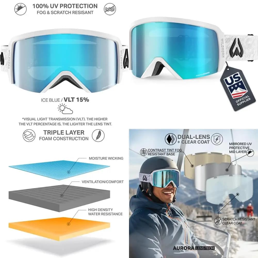Occhiali da Sci Unisex con Protezione UV 100%, Design Sovrapponibile agli Occhiali da Vista, Fornitore Ufficiale della Squadra Nazionale di Sci USA