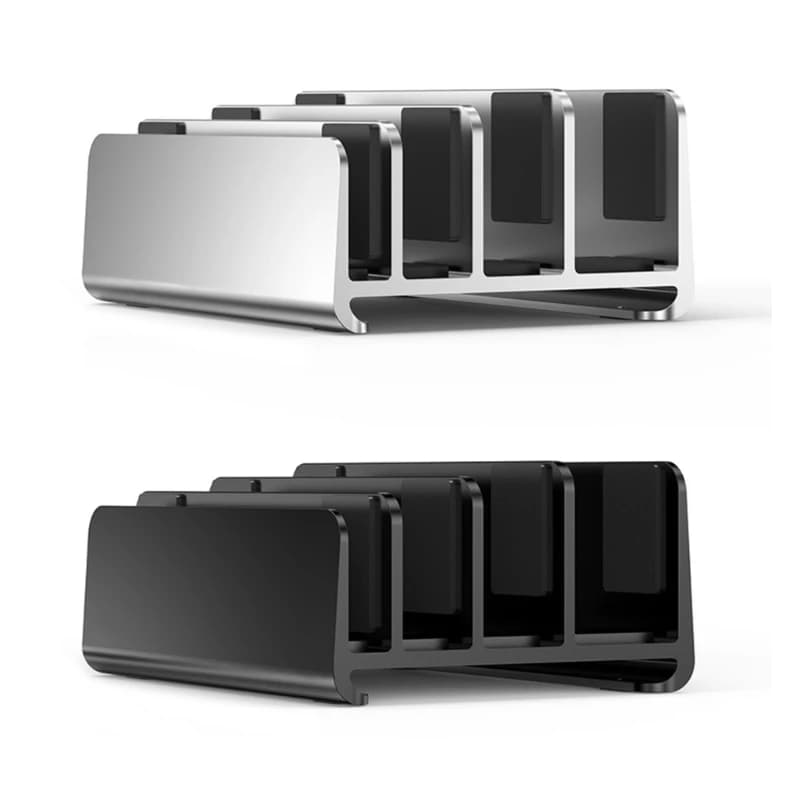 Slot in alluminio supporto per Laptop verticale supporto da tavolo regolabile a 4 Slot Dock Base larghezza regolabile per Tablet Laptop libri