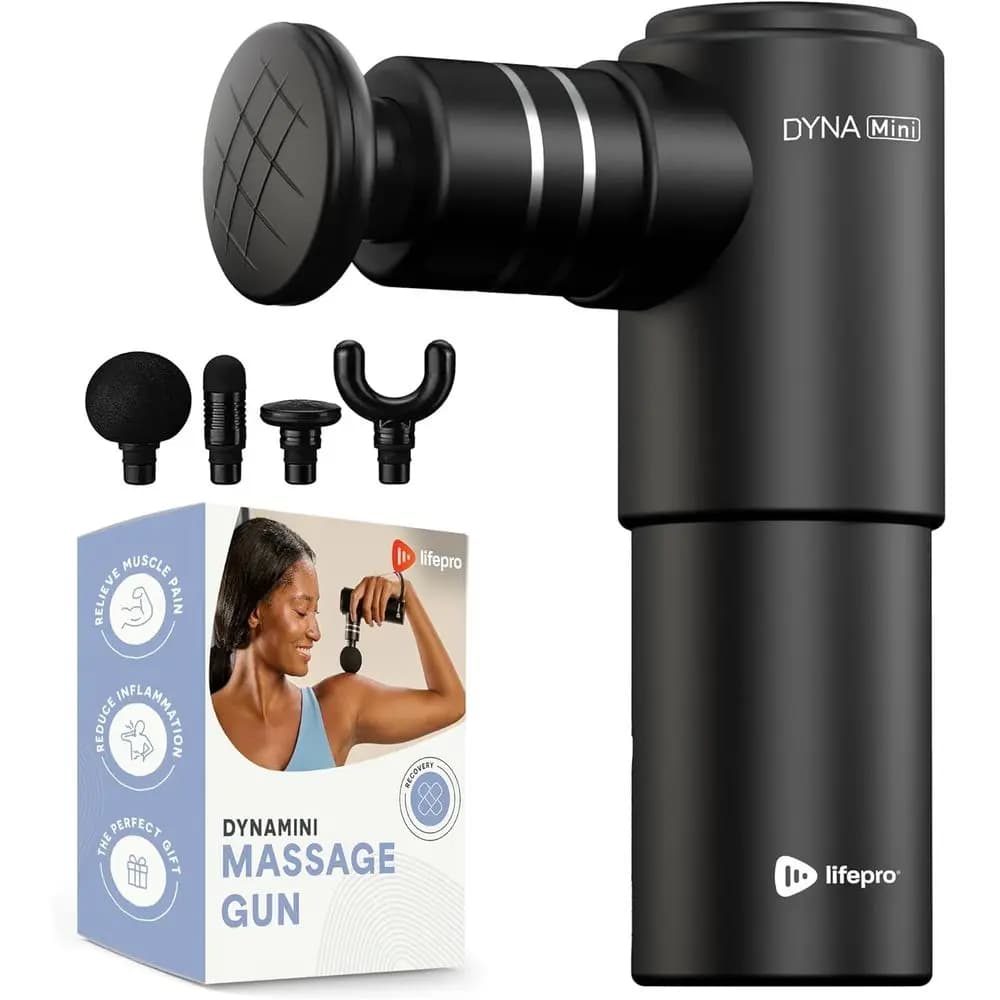 Portable Background Massage Gun with USB-C Charging, Silent Operation, 4 Accessories and Transport Case