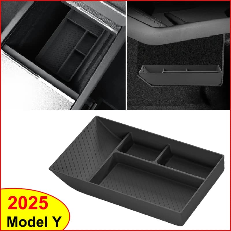 Scatola portaoggetti inferiore per controllo centrale per Tesla Model Y Juniper 2025 Accessori per vassoio organizer antiscivolo per console centrale