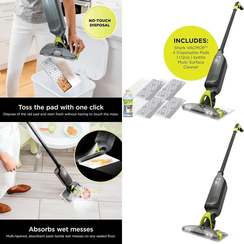 Wireless washing, vacuum cleaner and washing powder, strong suction, light, LED lights, 4 cloths, 12 ounces detergent, grey