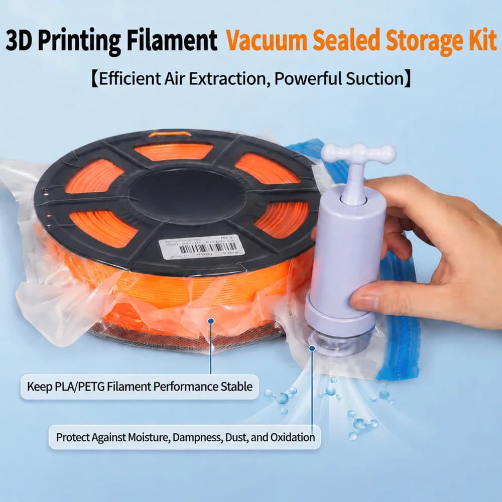 3D Printer Filament Vacuum Storage Bags Kit Moisture Proof Reusable Ziplock Sealing Bag with Hand Pump Indicator for PLA PETG