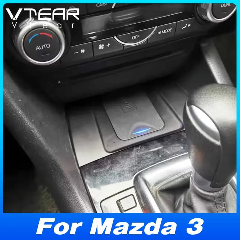 Per Mazda 3 Axela (2014-2018) Caricabatteria da auto wireless - Adattatore da pannello per telefono cellulare a ricarica rapida | Parti di prodotti per interni