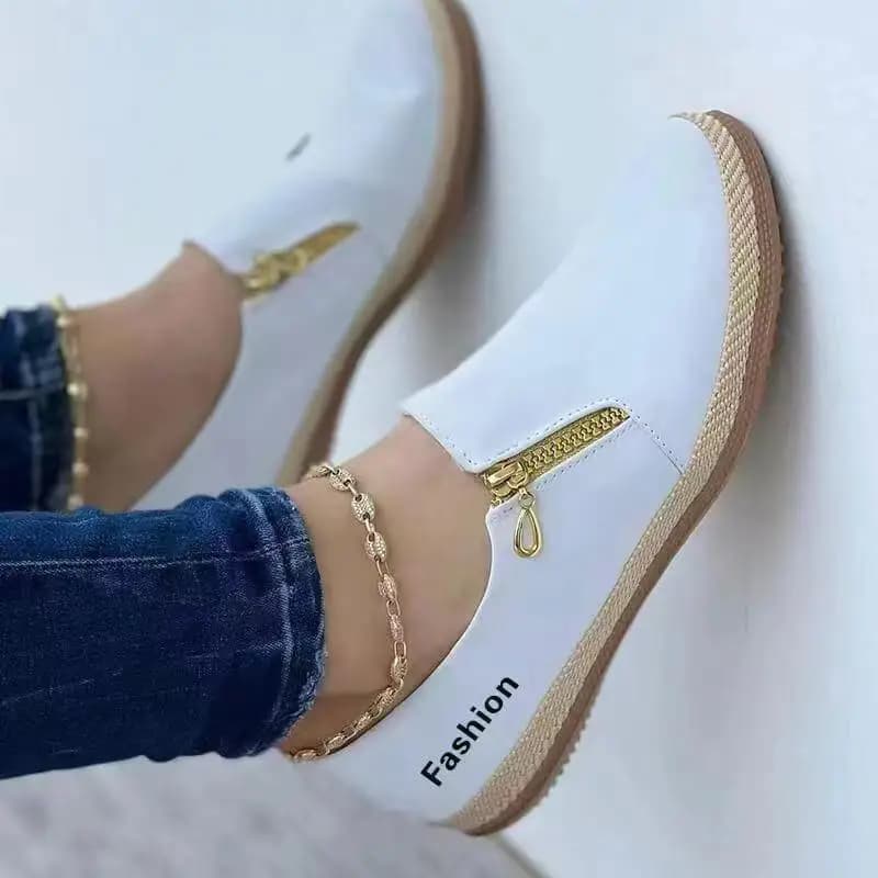 Scarpe da Donna Taglie Forti 42 43 Slip-On con Plateau Comode Traspiranti Sneakers Casual Tinta Unita Suola Piatta Nuova Moda Autunnale