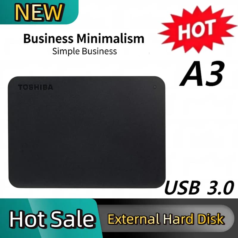 NEW A3 For Toshiba Canvio Basics Portable HDD USB3.0 High Speed External Hard Disk 500GB 1TB 2TB Black Hot Sale