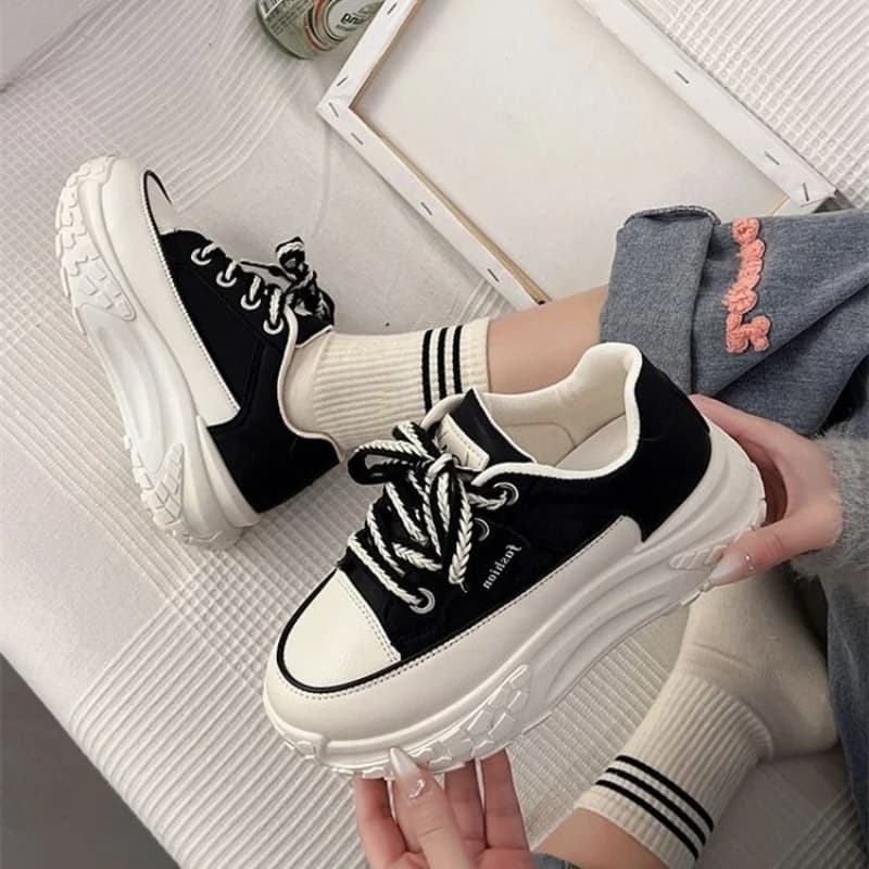 Trendy White Dad Shoes Lightweight Thick Soles Platform Sneakers for Women Breathable Mesh Design for Spring Walking Travel​