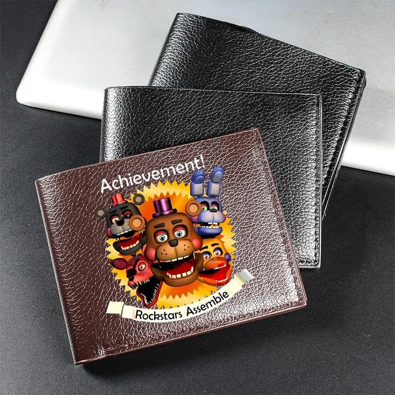 Portafoglio in Pelle Five Nights At Freddy's, Porta Carte e Monete, Corto, Multiscomparto, Pieghevole, alla Moda, per Uomo e Donna, Regalo di Compleanno
