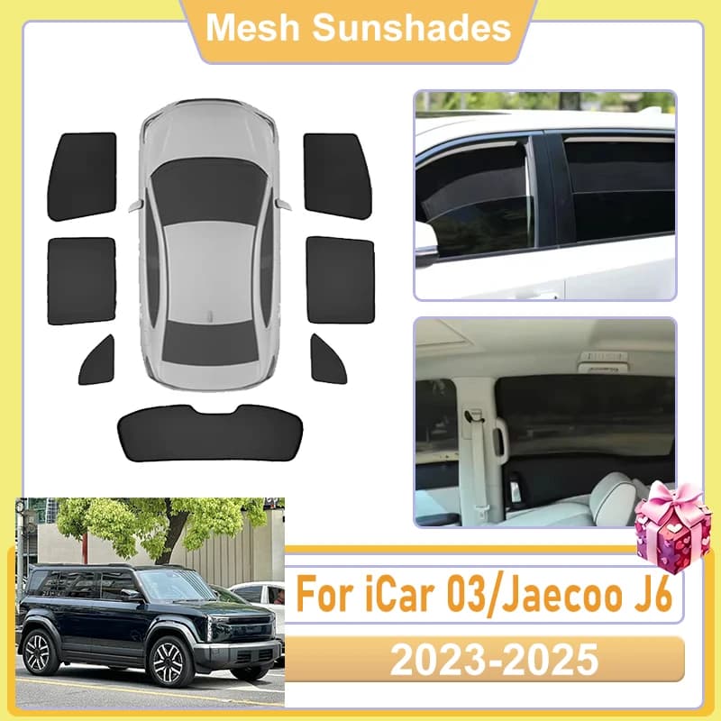 For iCar 03 Accessories Jaecoo J6 iCaur 03 Aiqar eQ3 2023 2024 2025 Car Window Screen Sun Shades Covers Mesh light Shield Heat
