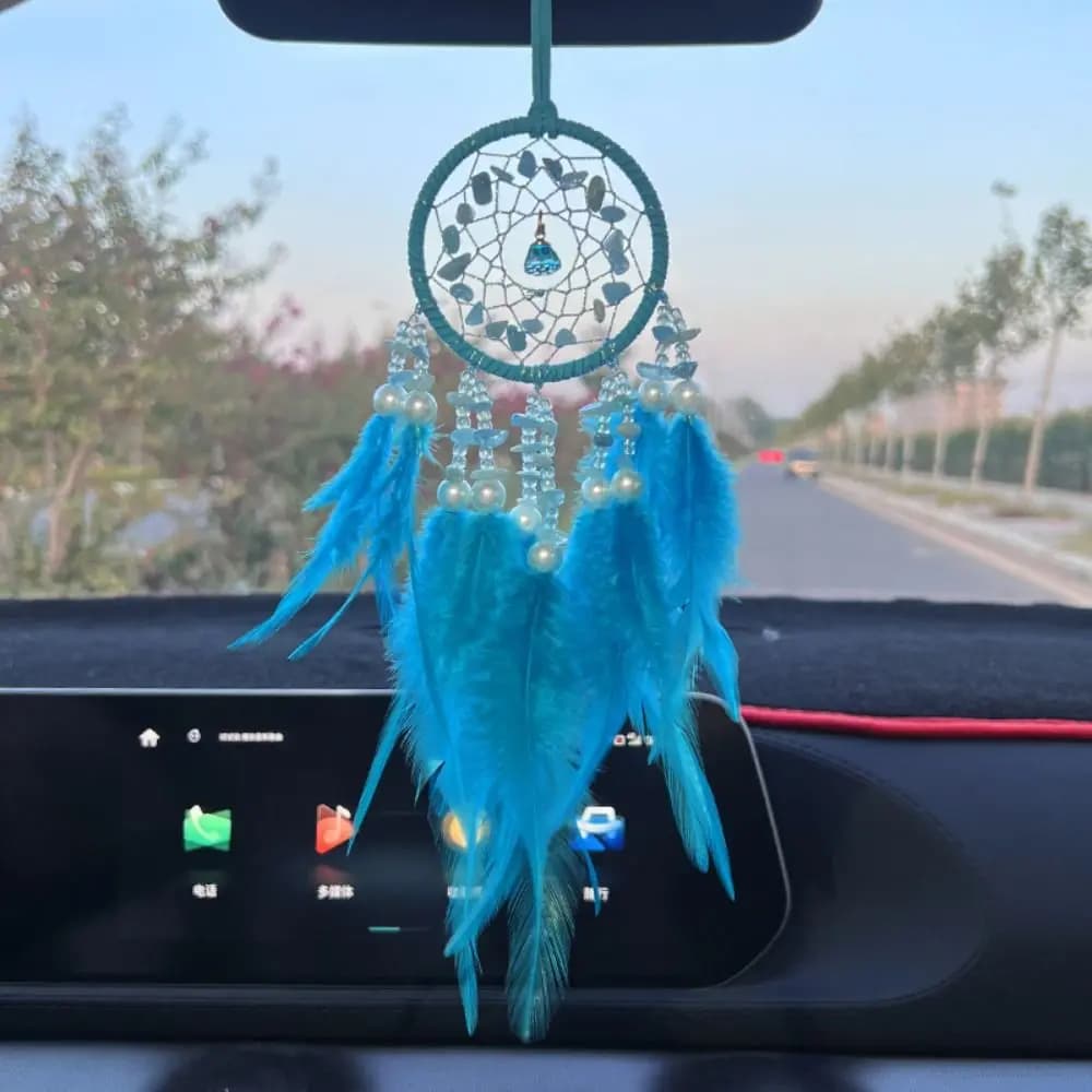 New Car Hanging Car Pendant Lucky Car Ornament Mini Dream Catcher Feather Car Mirror Pendant Car