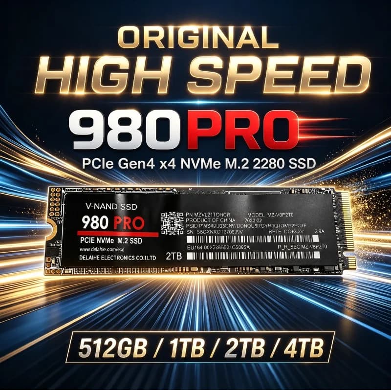 New 980Pro M.2 NGFF PCIe 4.0 Internal Solid State Drive Up to 7450MB/s Rapid Response SSD for PC Laptop Game Content Creation