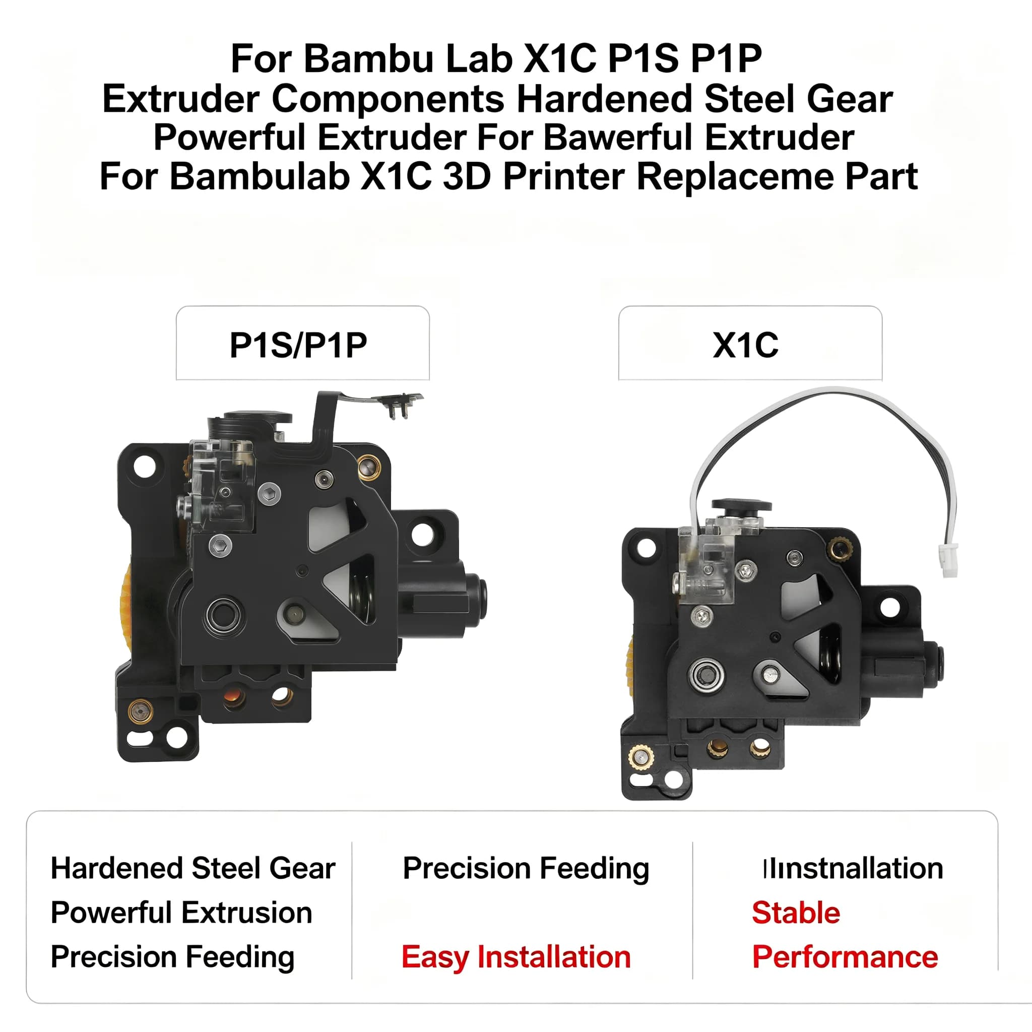 For Bambu Lab X1C P1S P1P Extruder Components Hardened Steel Gear Powerful Extruder For Bambulab X1C 3D Printer Replacement Part