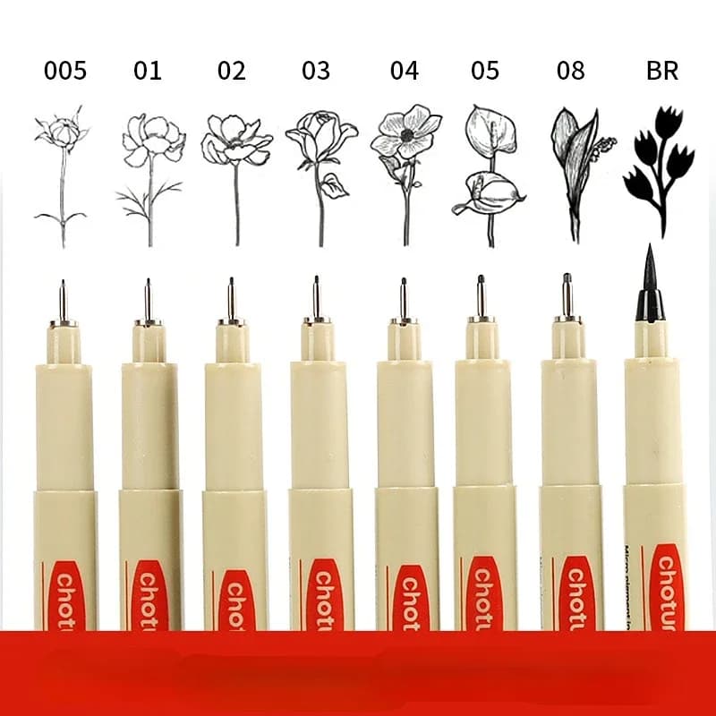 16PCS Needle Tube Pen Art Hand Drawn Line Drawing Pen Stroke Sketch Engineering Stroke Pencil Stationery Set