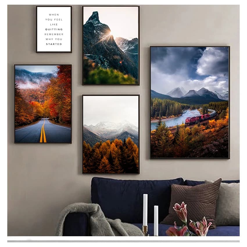 canvas prints river picture for living room road wall art painting no framed postres decor nordic style poster Mountain fores
