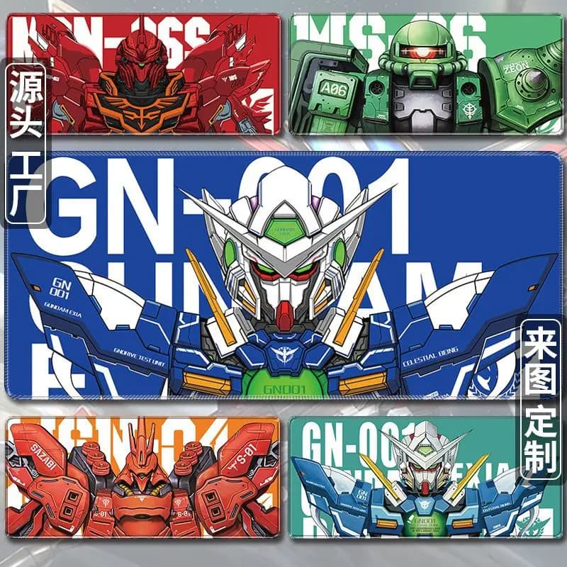Tappetino per mouse grande Mobile Suit Gundam, tappetino da gioco antiscivolo con bordi cuciti, Gundam Exia Sazabi Zaku Mecha