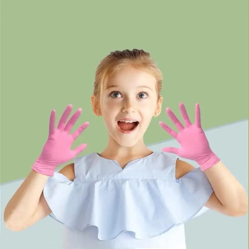 Guanti in Nitrile per Bambini Monouso 5-15 Anni Guanti Senza Polvere per Bambini e Studenti per Artigianato Pittura Giardinaggio Pulizie ­ Guanti