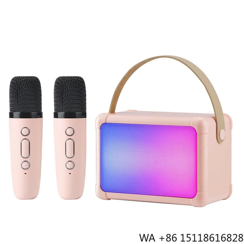 6 Inch 10W RGB Musical Light Portable KTV Set 10w Mini Karaoke Machine With Two Wireless Microphones Outdoor Coudspeaker