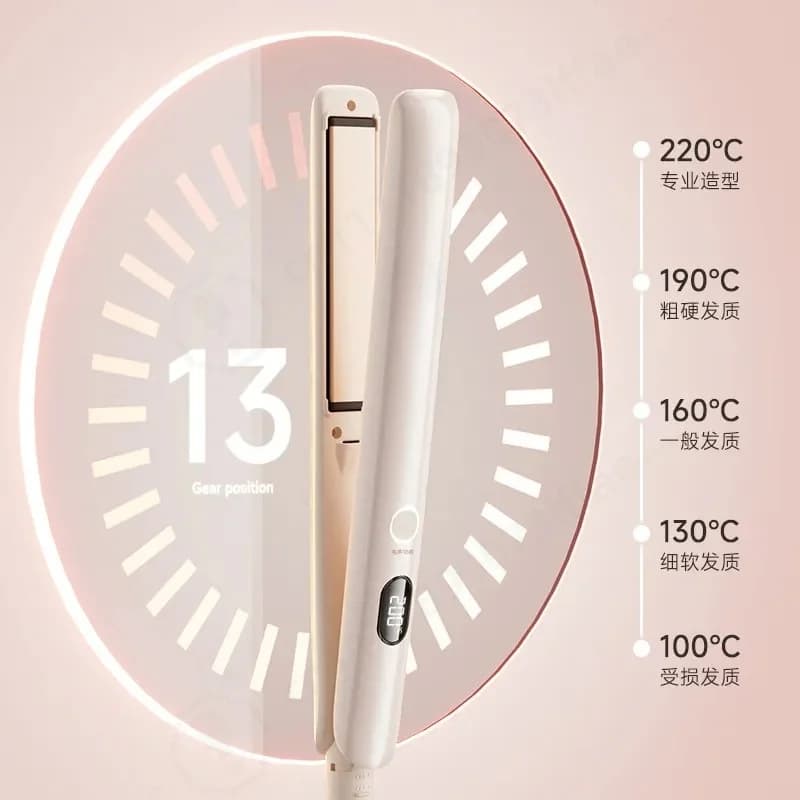 Mini Electric Hair Straightener Negative Ion Essential Oil Flat Iron Curler 2 in 1 Digital Display