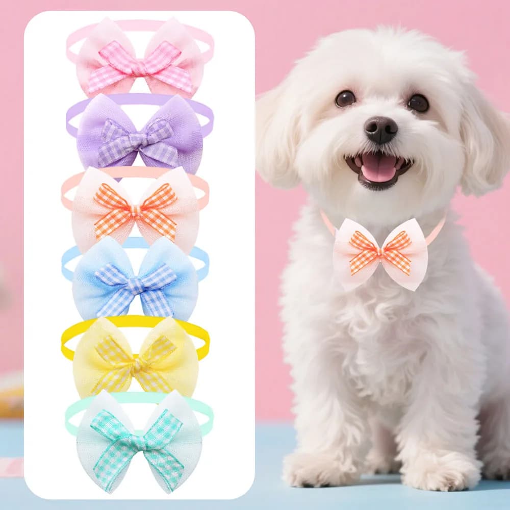 100 pezzi moda papillon in pizzo per cani stile scozzese piccolo cane gatto papillon cravatte regolabili cani animali domestici toelettatura forniture per animali domestici