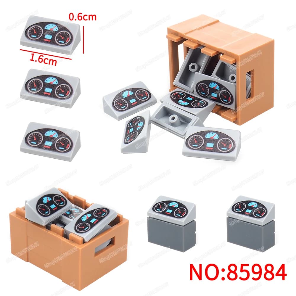 Racing Car Oval Dashboard Pattern 85984 Ramp Printed Building Block Moc Figures Machine Scene Model Parts Children Gift Diy Toys