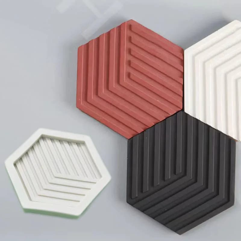 Hexagon Coaster Silicone Gypsum Mold Forms DIY Epoxy Resin Cup Mat Trinket Dish Concrete Cement Mold Home Crafts Casting Tools
