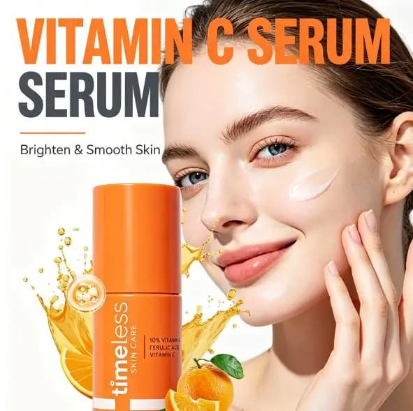 Timeless 30ml 10% Vitamin C Face Serum Brighten Dark Spot Anti Aging Hydrating Pump Travel Size Facial Repair Skin Care Essence