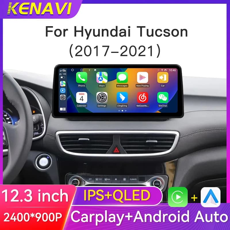 12.3 inch 2400X900 Car Radio For Hyundai Tucson 2017-2021 Wireless Carplay Android Auto Car Lntelligent Multimedia Video Player