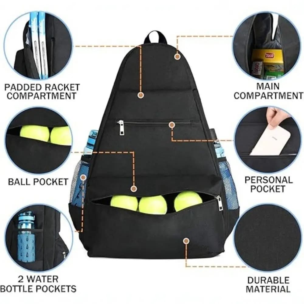 Borsa da Tennis Oxford per 2 Racchette, Impermeabile con Scomparto Ventilato per Scarpe, Zaino da Pickleball per Uomini e Donne