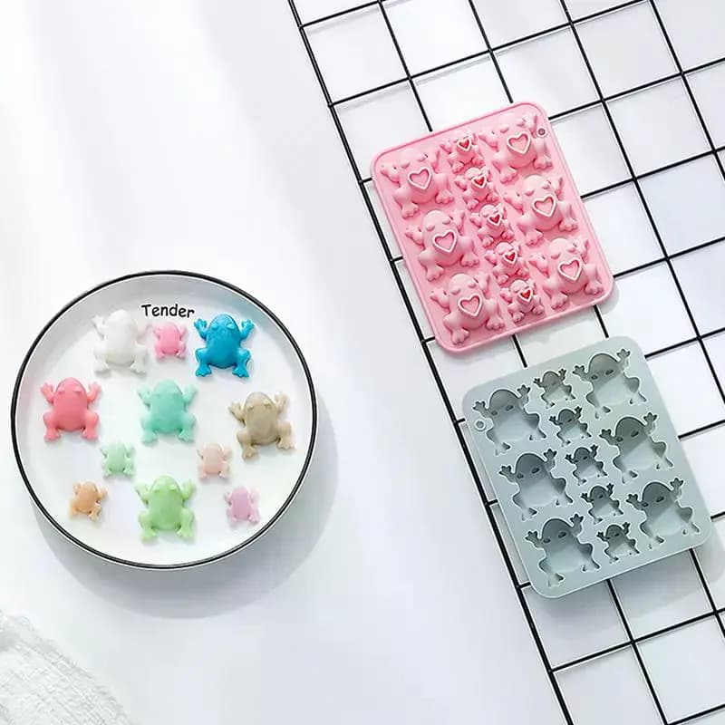 Stampo in silicone a forma di rana, stampo per caramelle e cioccolato a forma di rana per compleanno, feste, decorazioni per torte, pentecost e vassoio per il ghiaccio