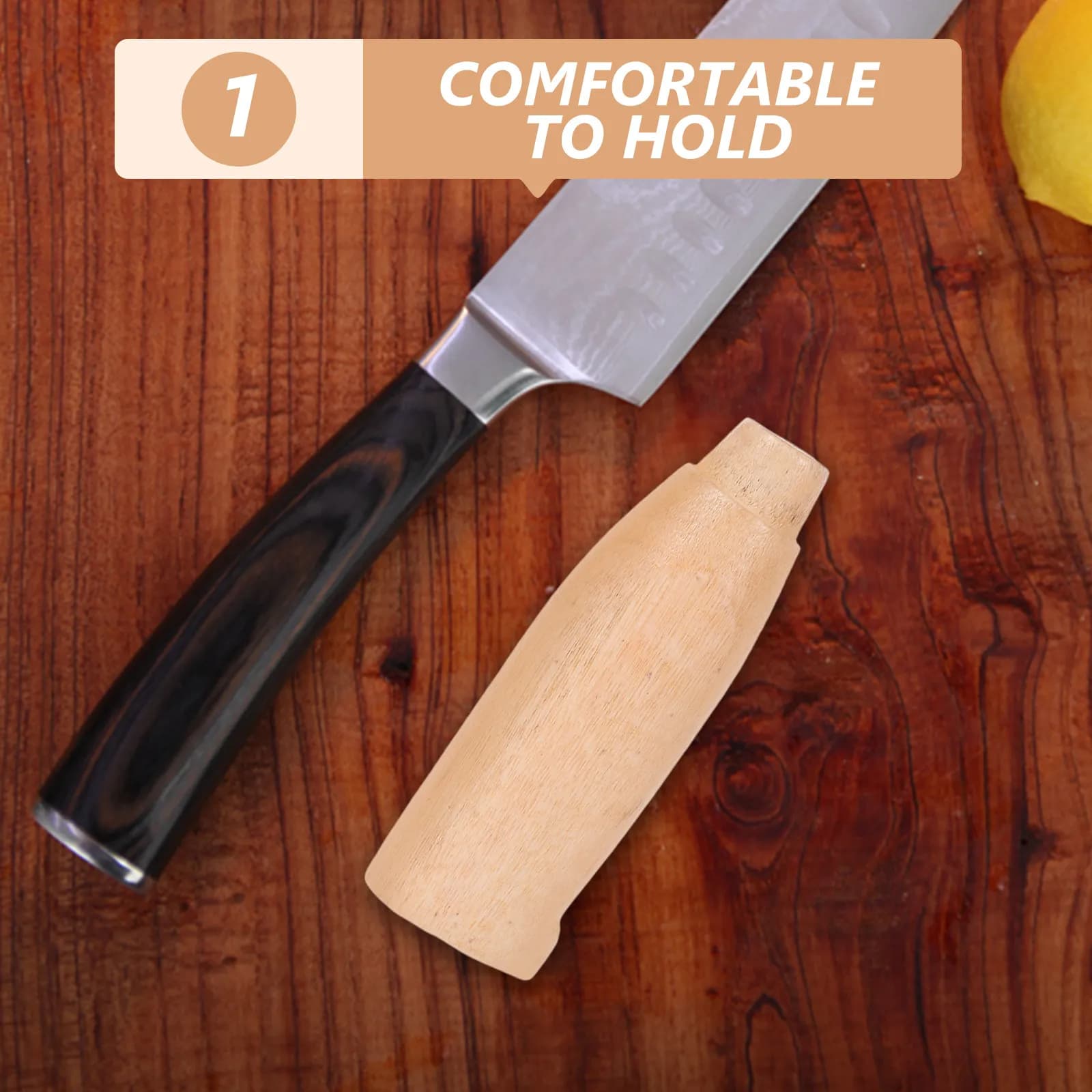 2 Pieces Manici in Kitchen Knife Wood, Spare Parts Ergonomics Anti-slip in Solid Wood, Kitchen Knife Repair Accessories