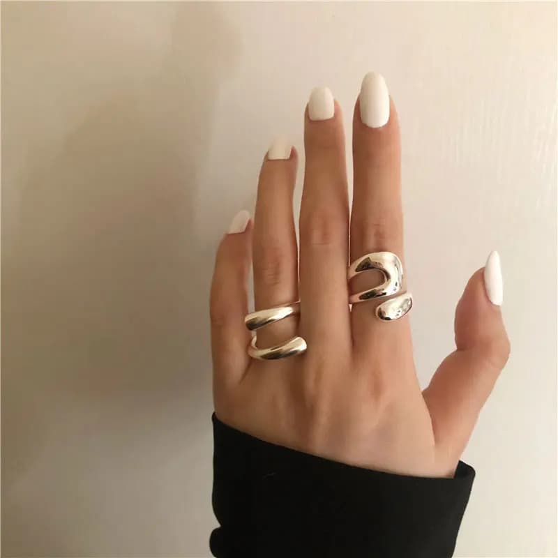 Anelli regolabili irregolari in argento sterling 925 per donna, semplici accessori di gioielleria raffinata per fidanzamento, prevengono le allergie