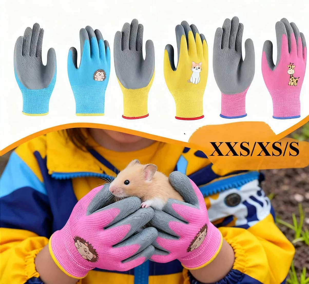 Guanti di protezione di sicurezza per bambini Durevoli Impermeabili da lavoro da giardino antiscivolo, Guanti in lattice per bambini, resistenti alla foratura, cucina
