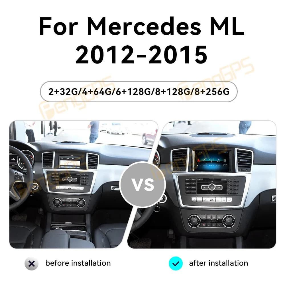 7 Inch Android 14 CarPlay Car Radio For Mercedes Benz ML 2012-2015 Touch Screen Multimedia Player GPS Navigation DSP Head Unit