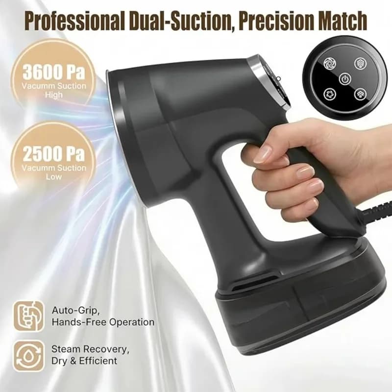 Vacuum Steamer for Clothes 3600Pa Adjustable Suction,Handheld Steam& Ironing Portable Travel Garment Steamer, 0.4L Tank, 4 Modes