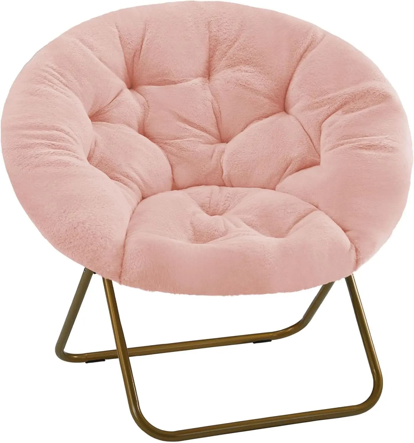 Sedia con piattino in pelliccia sintetica, sedile lounge pieghevole per camera da letto e giochi, comfort oversize per piccoli spazi