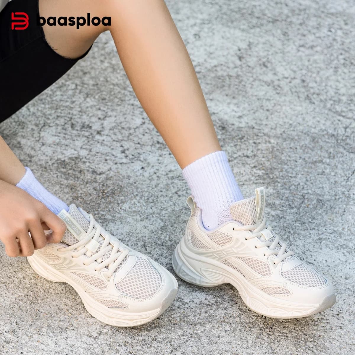 Baasploa Scarpe da corsa da donna Scarpe sportive leggere e traspiranti per donna Sneakers bianche comode Sneakers casual antiscivolo