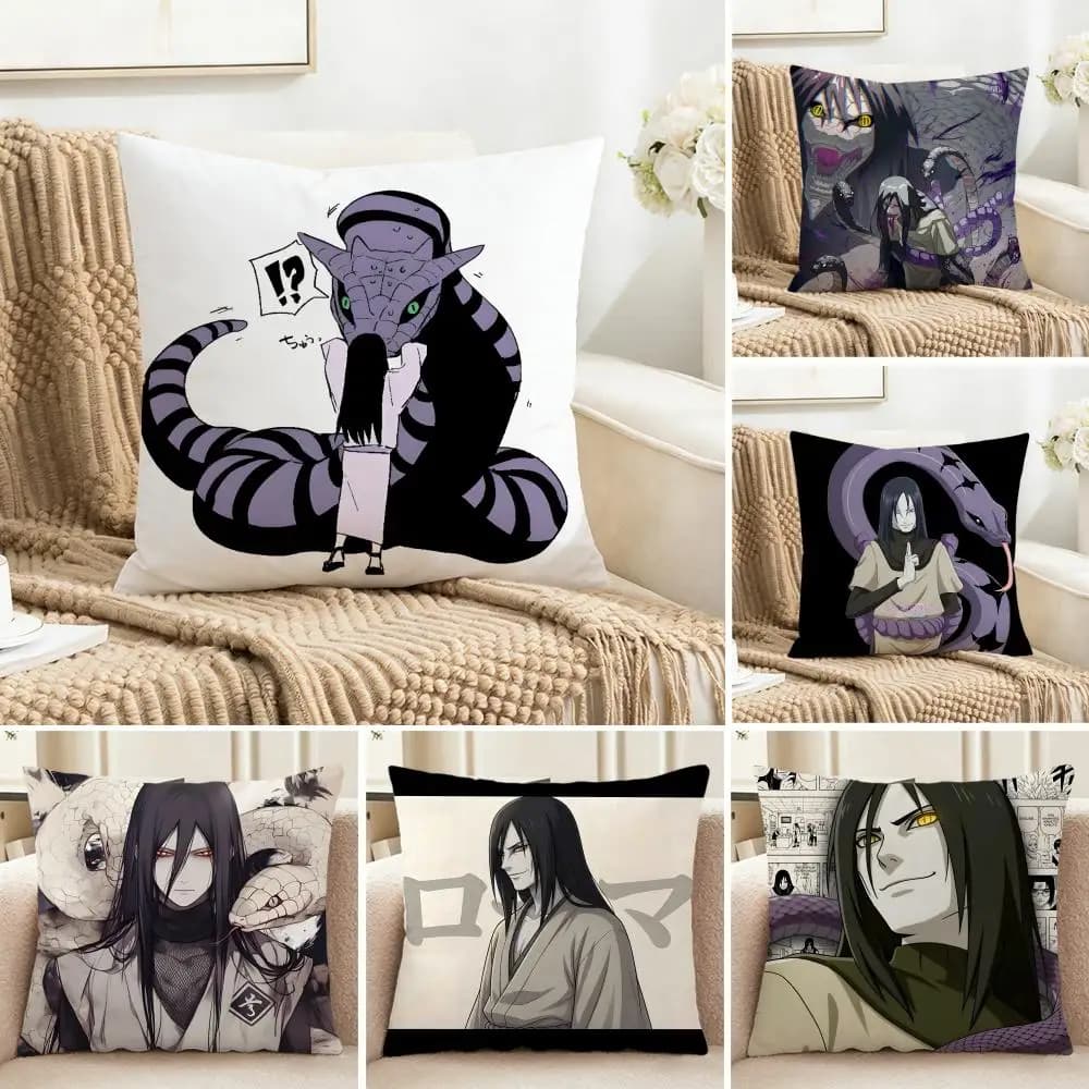 O-Orochimaru shadowy Cushion Cover Washable Linen-Look for Daily Sofa Home Household Room Decor