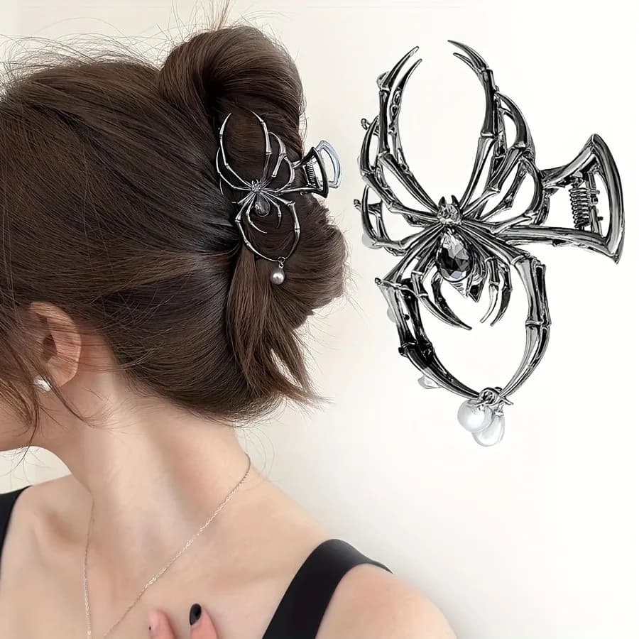 Fermacapelli a Forma di Ragno in Metallo di Grandi Dimensioni per Donne, Stile Minimalista, Accessorio per Acconciature