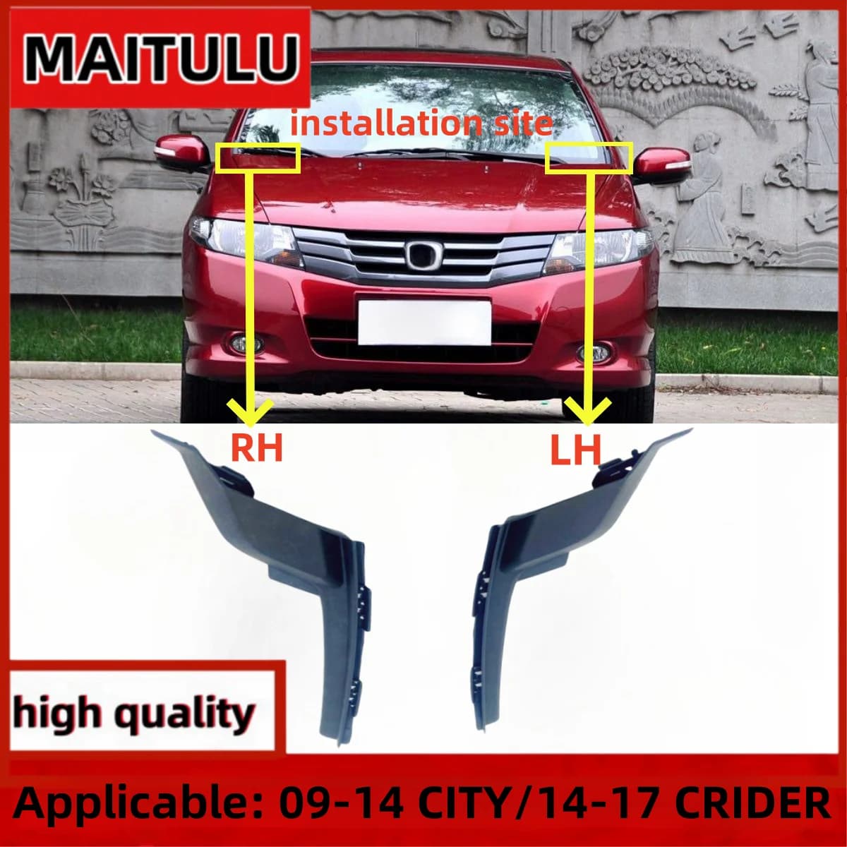 for Car hood Hinge Cover Honda City 2009 2010 2011 2012 2013 2014 GM2 GM3 OEM: 74222-TM0-T00 74212-TM0-T00 CRIDER 14-17