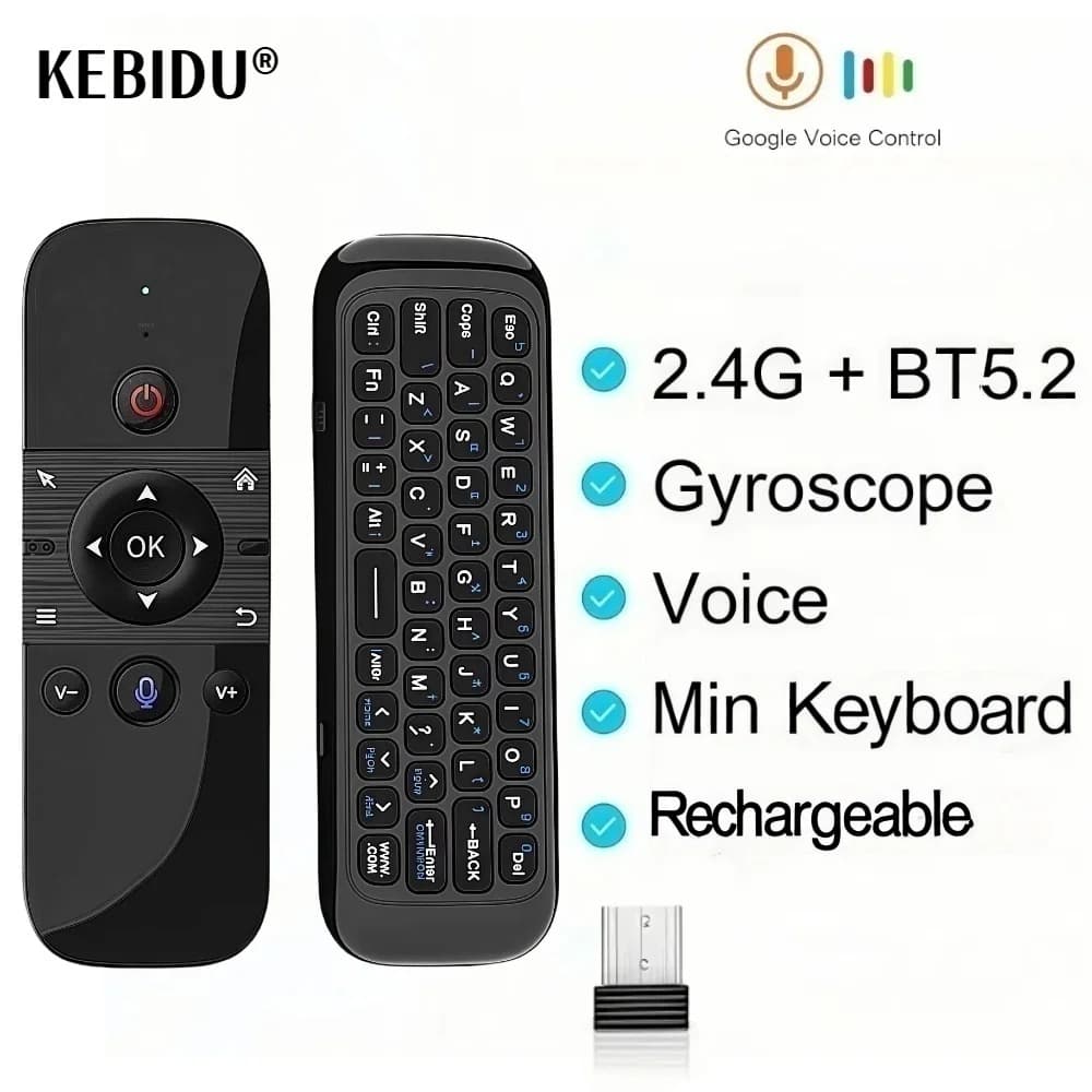 2.4G BT 5.2 Giroscopio Wireless Air Mouse Controllo Remoto Vocale Mini Tastiera Trasmettitore di Apprendimento IR per Android Smart TV Box PC