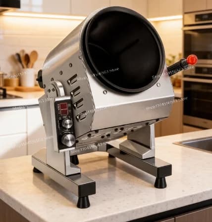 Wok Elettrico Rotante Automatico per Ristoranti e Cucina Domestica, Macchina Versatile Antiaderente per Friggere
