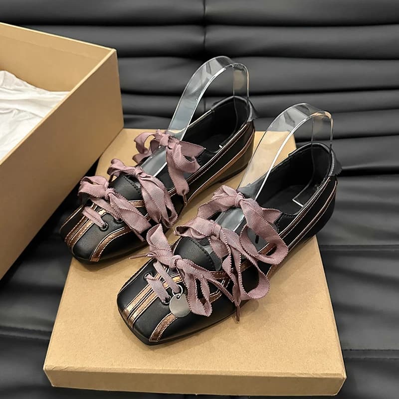 Scarpe Mary Jane abbinate ai nuovi colori primaverili Scarpe basse con fiocco quadrato piccolo Scarpe singole slip-on pigre