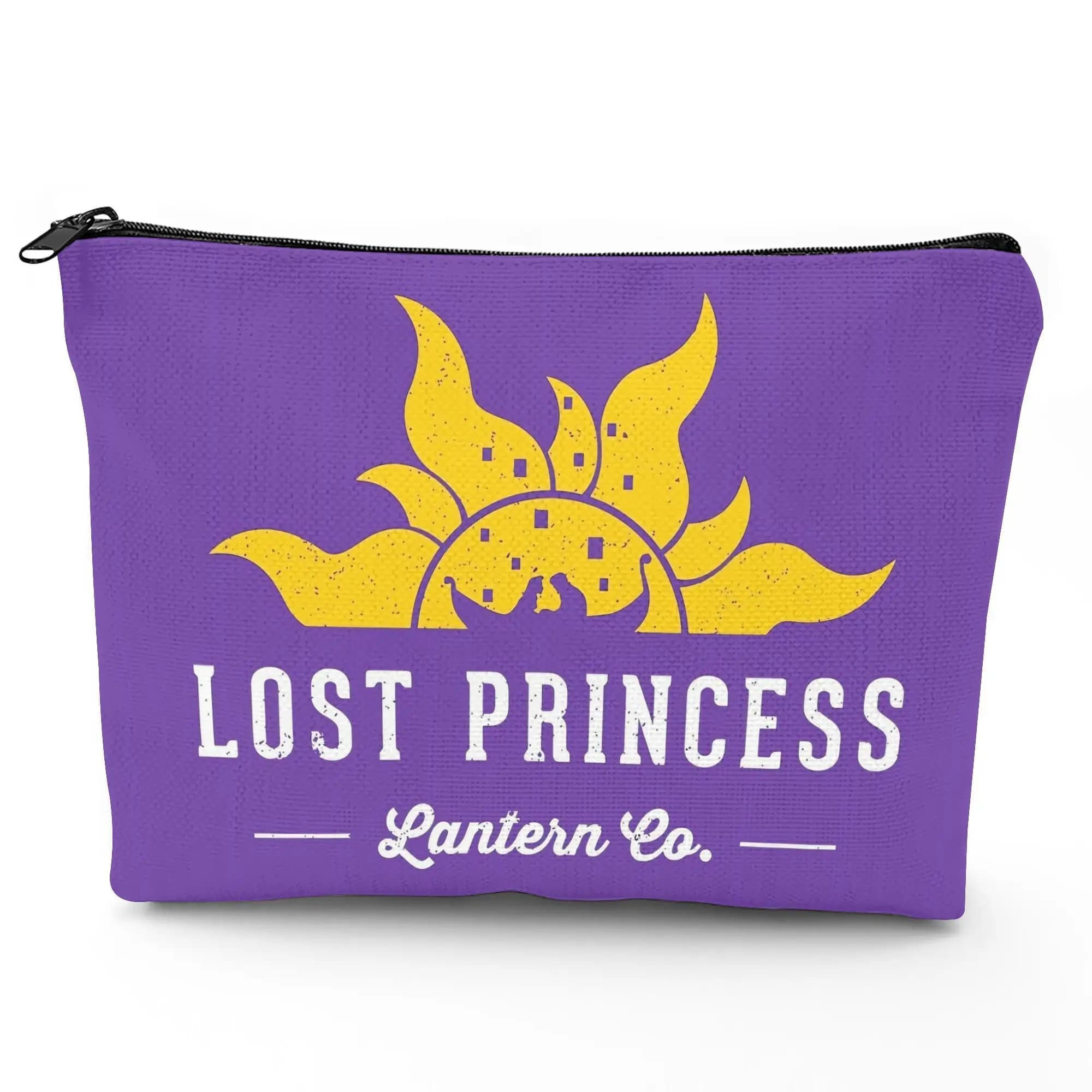 Borsa per il trucco da 1 pezzo con logo Lost Princess e stampa con disegno di lanterna - Pochette multifunzionale con cerniera per donna, borsa da viaggio perfetta con cerniera, divertente regalo di compleanno