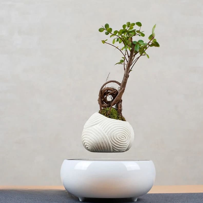 Magnetic Levitation Hanging Pot Plants, Creative Airborne Hanging Plant Decor, Self-Rotating Magnetic Levitation Plant Pot