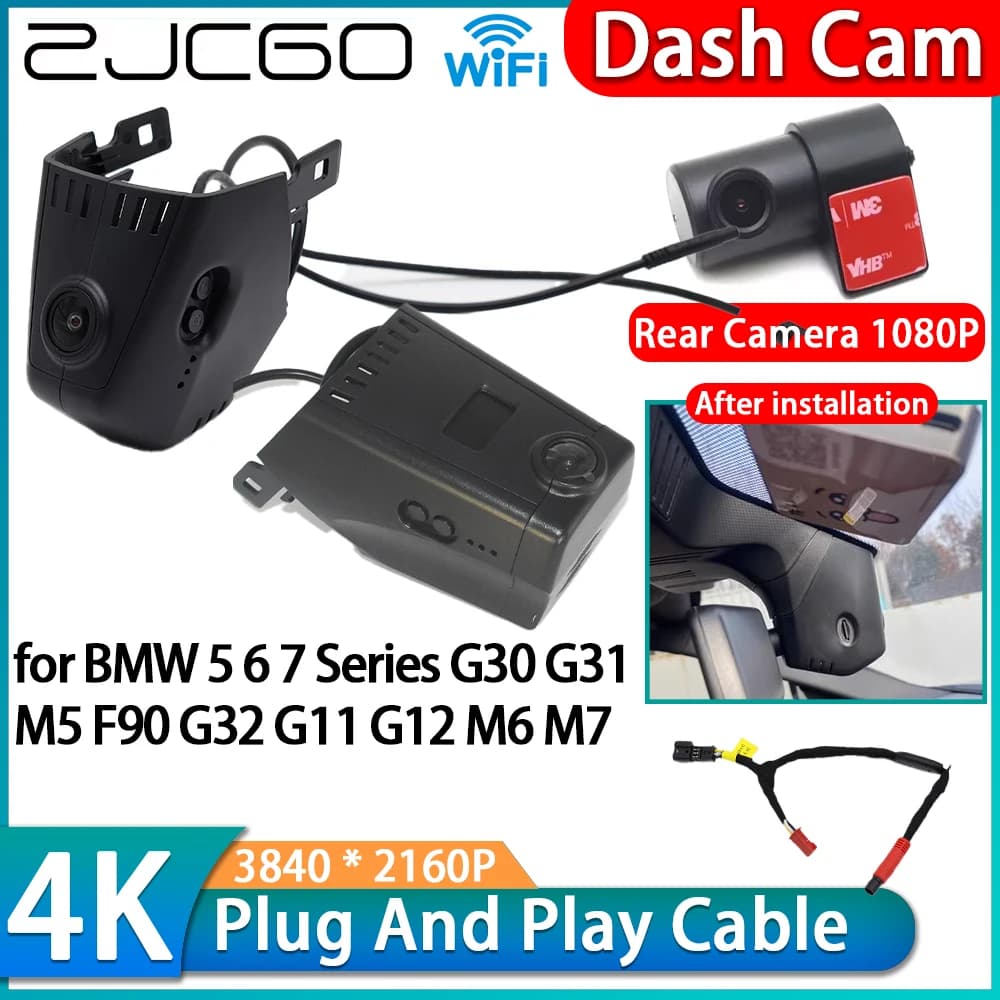 ZJCGO per BMW Serie 5 6 7 G30 G31 M5 F90 G32 G11 G12 M6 M7, Videoregistratore DVR 4K 2160P Wifi, Dash Cam OEM con Telecamera Anteriore e Posteriore