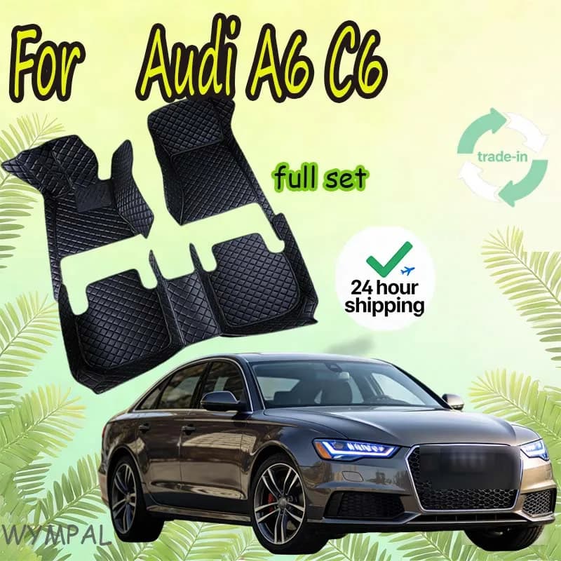 LUSSO Car Mats for Audi A6 C6 4F C7 4G Avant Wagon 2007 ~ 2018 Luxury Leather Mat
