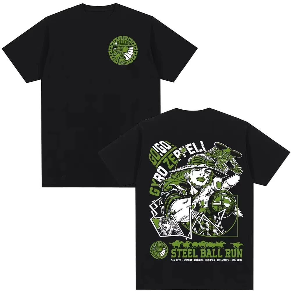 2026 New Anime JoJo Bizarre Adventure men 100 cotton T-shirts Gyro Zeppeli Manga Graphic Print unisex T-shirt