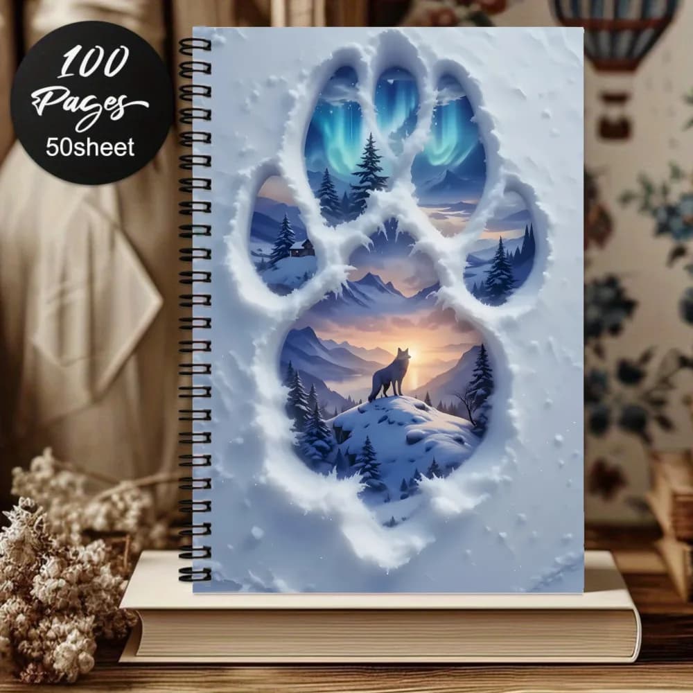 New Popular Cross-border 100 Pages A5 Wolf Themed Spiral Notebook, Sketchbook, Diary & Notepad