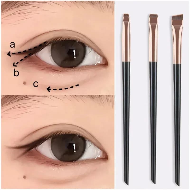 3Pcs/Set Makeup Brush:Sickle-Shaped Eyeliner Brush, Fine Angled Eyebrow Brush, Eyeliner Brush, Ultra-Fine Eyeshadow Brush