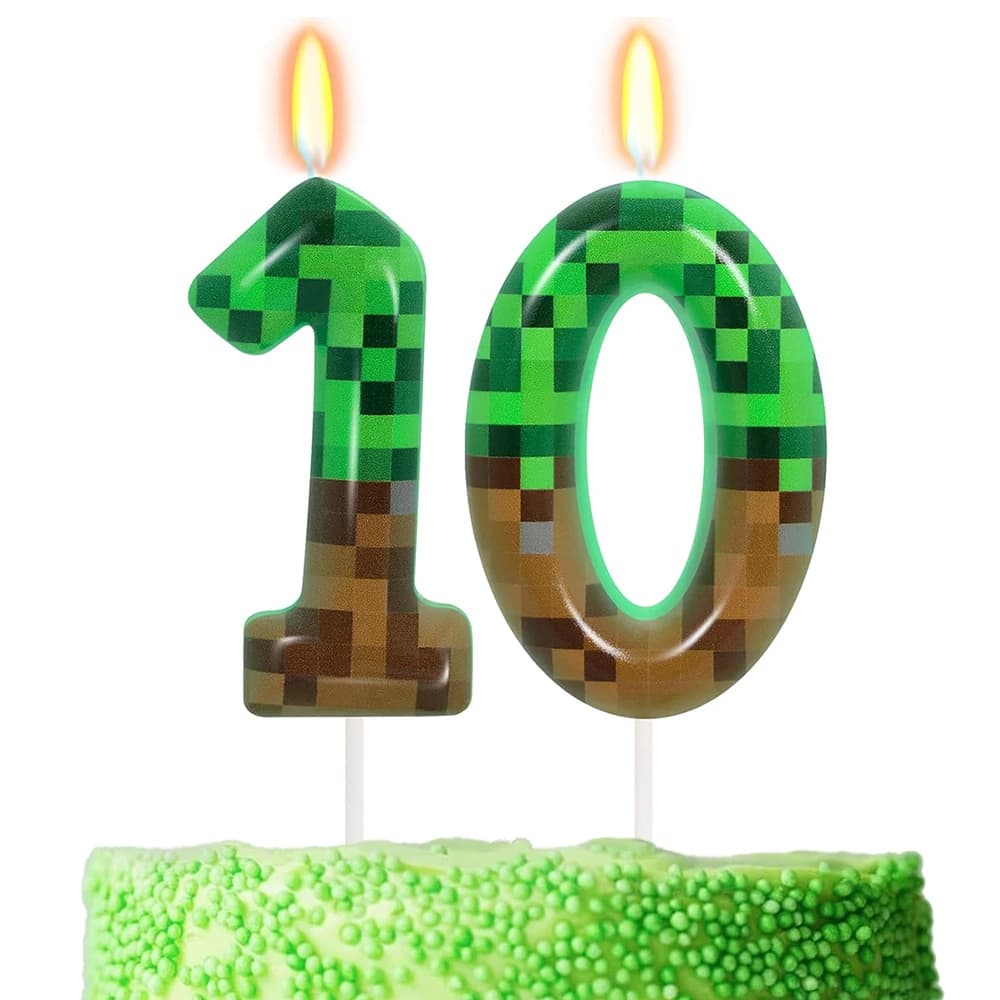 Birthday Candles Miner for Cake, Topper for Festivals Pixel, Anniversaries, Theme Celebrations Video Games, Birthday Party Supply for Boys